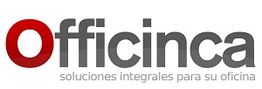 Logo de "Officinca" en gris y rojo, con el lema "soluciones integrales para su oficina".