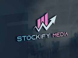 Stockify Media logo with a rising graph and arrow, in blue and pink text on a dark background.