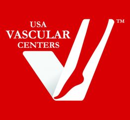 USA Vascular Centers logo in red and white featuring a stylized leg.