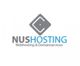 Logo von "NUS Hosting" mit Text: "Webhosting & Domainservices" in Grau und Blau.