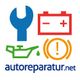 Werkzeug, Batterie, Ölkanne, Warnsymbol und Text "autoreparatur.net" in verschiedenen Farben.