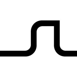 Schwarz-weißes, stilisiertes Symbol eines gewellten Liniensegments auf weißem Hintergrund.