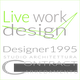 Logo con testi: "Live work design", "Designer1995", "Contract arredamento".