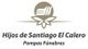 Logo de Hijos de Santiago El Calero, Pompas Fúnebres, con diseño floral y líneas.