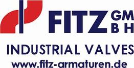 Logo von FITZ GmbH mit Slogan "Industrial Valves" und Website "www.fitz-armaturen.de".