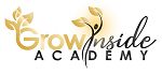 Logo mit Text "Grow Inside Academy" und stilisierten Blättern in Goldtönen.