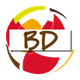 Logo coloré avec les lettres "BD" au centre, entouré de formes rouges, jaunes et marron.