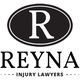 Logo of Reyna Injury Lawyers featuring a large "R" within an oval.