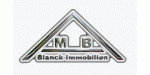 Logo von Blanck-Immobilien in Form eines stilisierten Hauses mit den Initialen M und B.