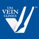 Logo of USA Vein Clinics in white text on a blue background.