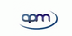 Logo mit den Buchstaben "apm", umgeben von einem blauen Halbkreis.