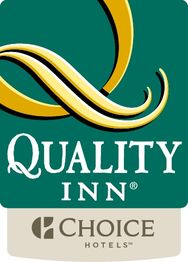 Quality Inn logo with a green background and golden motif, part of Choice Hotels.