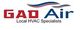 "Logo for GAO Air with text: Local HVAC Specialists, featuring red and blue design elements."