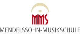 Logo der Mendelssohn-Musikschule mit roten Buchstaben "MMS" und geschwungenem goldenen Bogen.