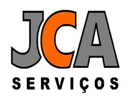 Logo da JCA Serviços com letras grandes: "JCA" em cinza e laranja e "SERVIÇOS" em preto.