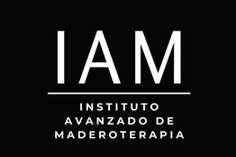 Texto blanco "IAM Instituto Avanzado de Maderoterapia" sobre fondo negro.