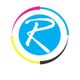 Circular logo with a white "R" on blue, surrounded by colorful segments: pink, yellow, black.