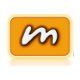 Orange-weißes Logo mit stilisiertem, geschwungenem "m" auf orangem Hintergrund.