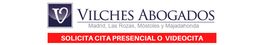 Logotipo de Vilches Abogados con opción para solicitar cita presencial o videocita.