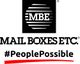 Logo der Firma mit Text: "MAIL BOXES ETC." und Hashtag "#PeoplePossible", darunter rote Linie.