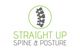 Logo with a spine graphic and text: "Straight Up Spine & Posture" in green and gray.