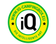 Rundes Logo mit "www.iq-campingbox.eu" und "Die intelligente Art" um das große "iQ" in der Mitte.