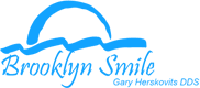 Logo with stylized smile: "Brooklyn Smile Gary Herskovits DDS" in blue text.