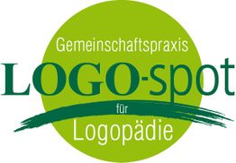 Logo: Gemeinschaftspraxis für Logopädie, grüner Kreis, Schrift in Grün und Weiß.