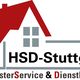 Logo mit rotem Dach, Hausgrafik und Text: "HSD-Stuttgart.de HausmeisterService & Dienstleistungen".
