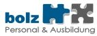 Logo mit blauem Schriftzug "bolz", Puzzleteilen und Text "Personal & Ausbildung".