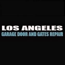 Text: "Los Angeles Garage Door and Gates Repair" on a black background.