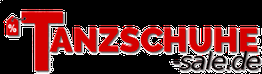 Schriftzug "Tanzschuhe-sale.de" in Rot und Schwarz mit Prozentzeichen.