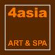 Braunes Logo mit orangefarbenem Text: "4asia ART & SPA" in weißem Rahmen.