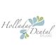 Holladay Dental Studio logo with stylized blue and green leaf design.