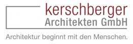 Logo von Kerschberger Architekten GmbH mit Slogan „Architektur beginnt mit den Menschen“.