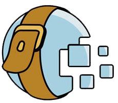 Ein Globus mit Gürtel, der in Pixel zerfällt.