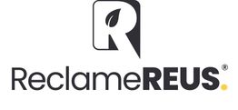Logo van ReclameREUS met een gestileerde R en een bladmotief.