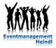 Silhouetten von tanzenden Menschen, "Eventmanagement Heindl" steht darunter.