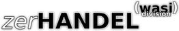 Text: "zerHANDEL (wasi division)" in unterschiedlichen Schriftschnitten und Größen.