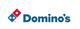 Logo de Domino's con un diseño de ficha de dominó azul y rojo a la izquierda del texto.