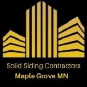 Gold building logo with text: "Solid Siding Contractors Maple Grove MN" on a black background.