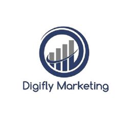 Logo for Digifly Marketing featuring a circle with rising bar graph inside.