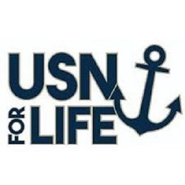 Text "USN for LIFE" with an anchor symbol, in navy blue.