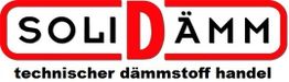 Logo mit Text: "SOLIDÄMM - technischer dämmstoff handel", in Rot und Schwarz.