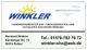 Geschäftskarte von Winkler mit Kontaktinformationen und Tätigkeitsbeschreibung im Handwerk.
