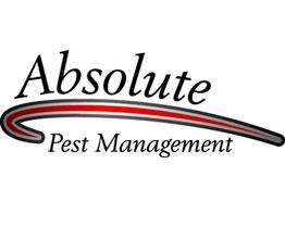 Logo of Absolute Pest Management with a red curved line underneath the text.