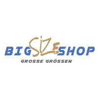 Logo mit Text "Big Size Shop - Große Größen" in Blau und Braun.