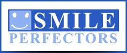Logo with a smiley face and text: "Smile Perfectors" in blue and white.