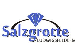 Logo mit blauem Diamanten und Text: "Salzgrotte Ludwigsfelde.de".