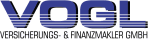 Logo von VOGL Versicherungs- & Finanzmakler GmbH mit blauem Text und Streifenmuster.
